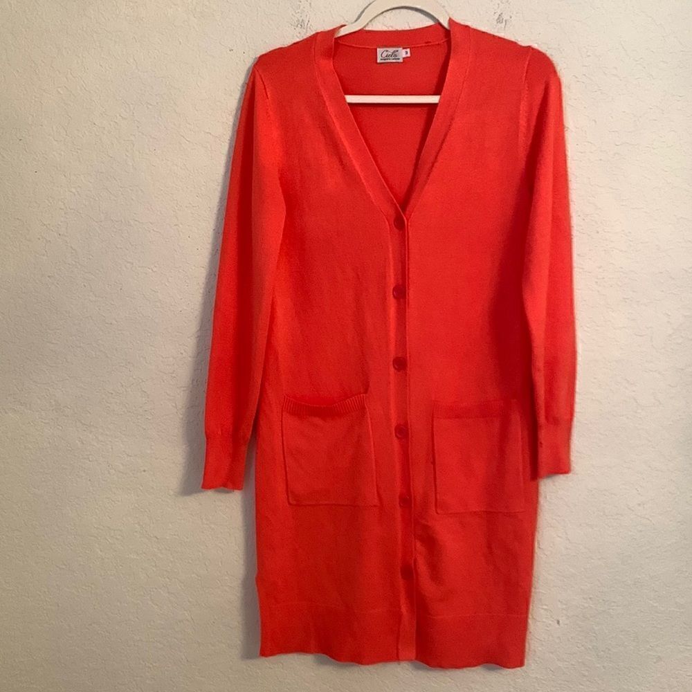 Cielo Long Length Lightweight Cardigan Buttons Closure Cardigan Sweater Size M